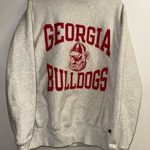 Authentic Champion Gray Georgia Bulldogs Crewneck Sweater